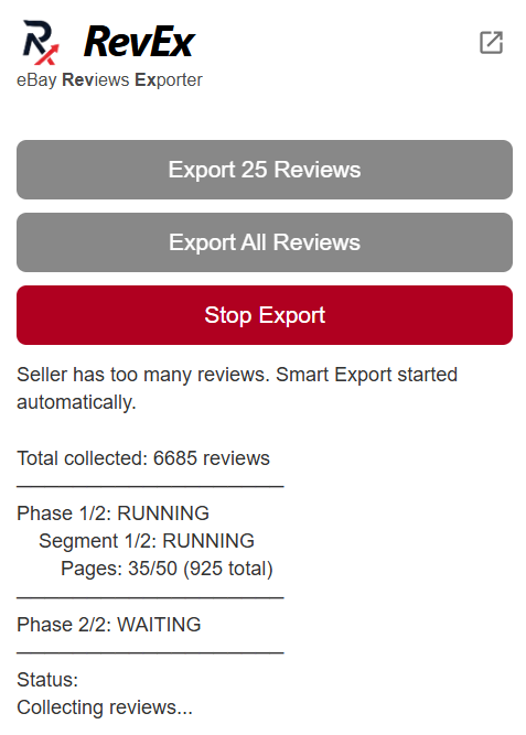 RevEx for eBay interface preview